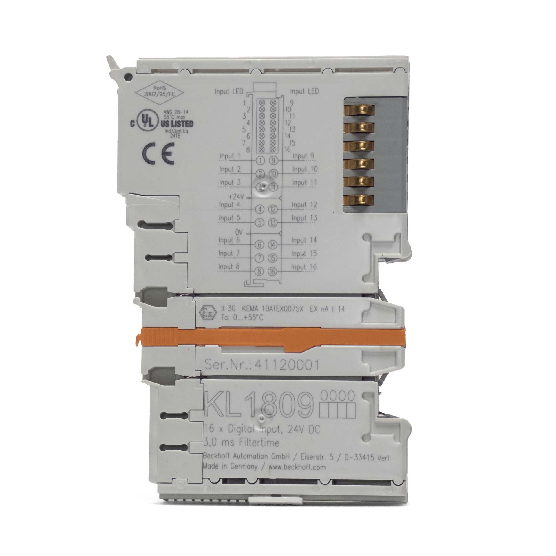 Beckhoff KL1809 16-Channel Digital Input Terminal, 24V DC