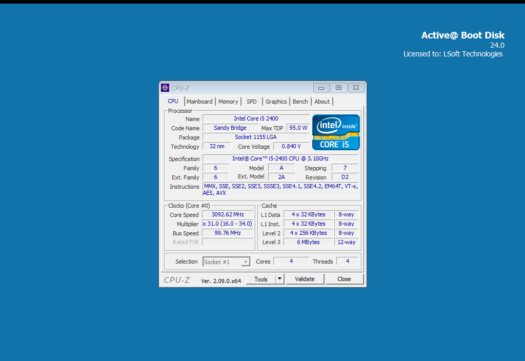 Axiomtek SHB120 Rev. A3-RC PICMG 1.3 CPU Card w/ Intel Core i5-2400 & 8GB RAM