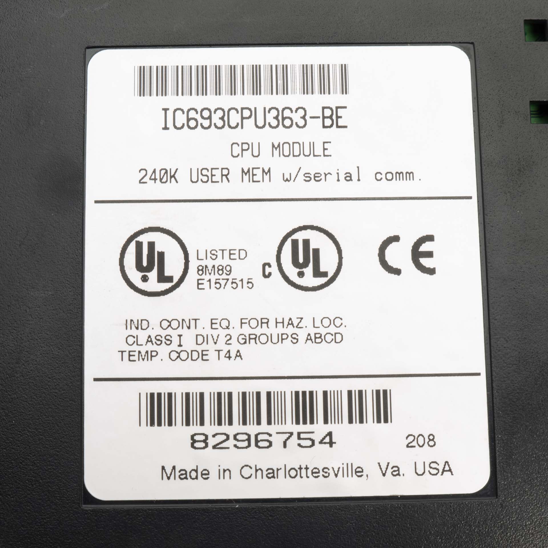 GE Fanuc IC693CPU363-BE