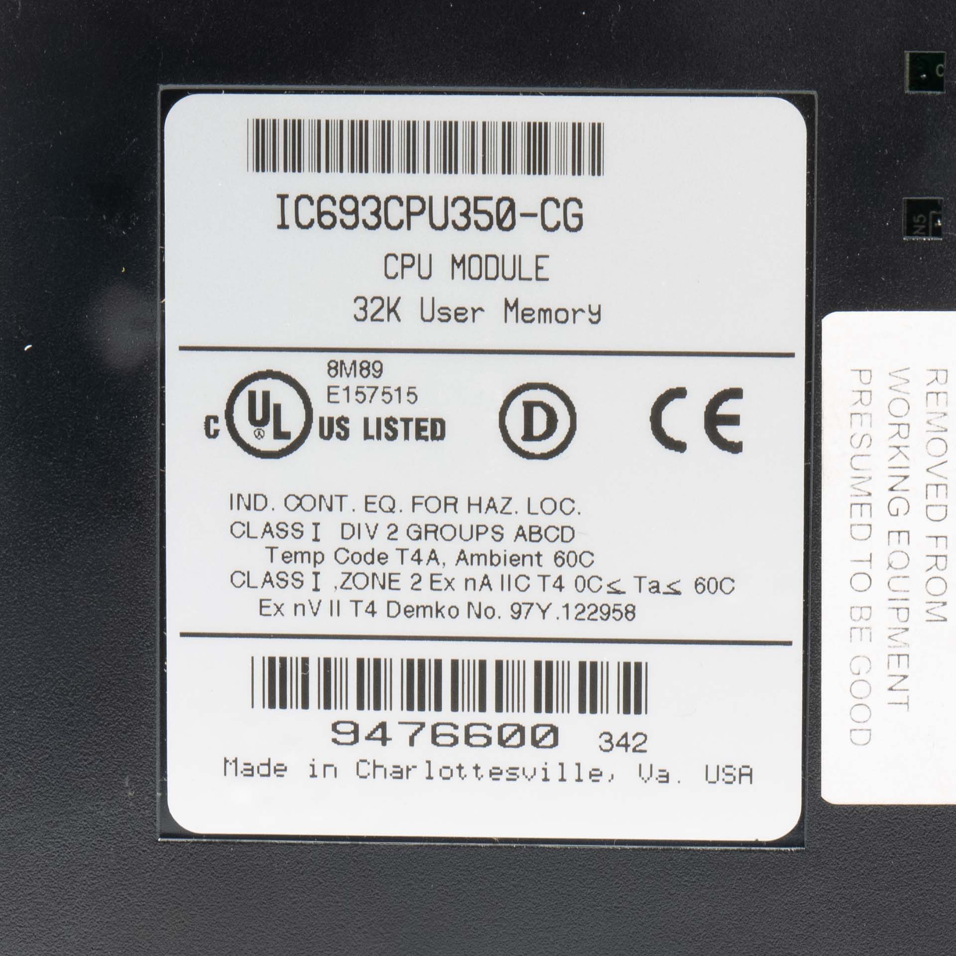 GE Fanuc IC693CPU350-CG