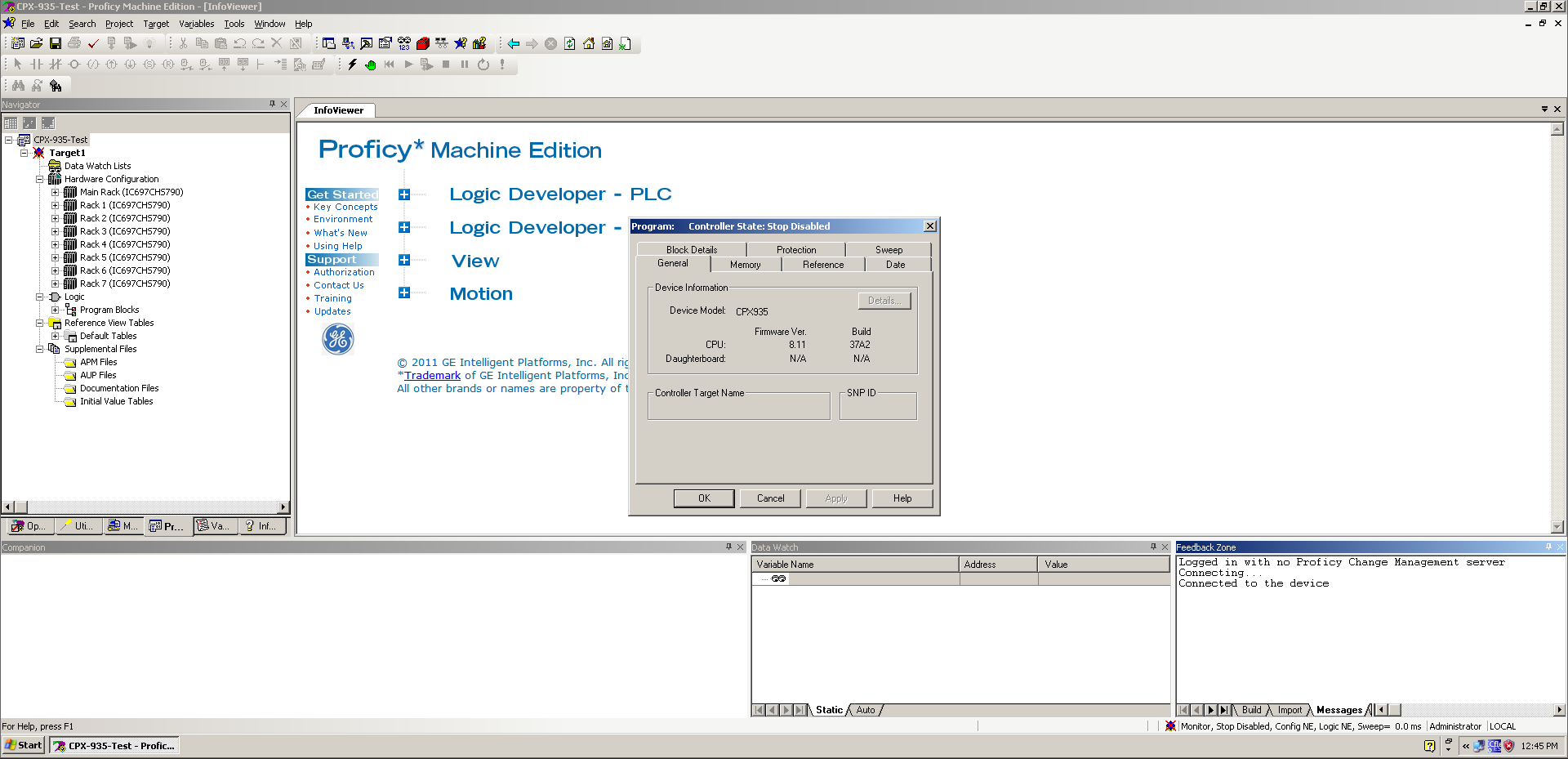 GE Fanuc IC697CPX935-JE Series 90-70 CPU Module (Firmware 8.11)