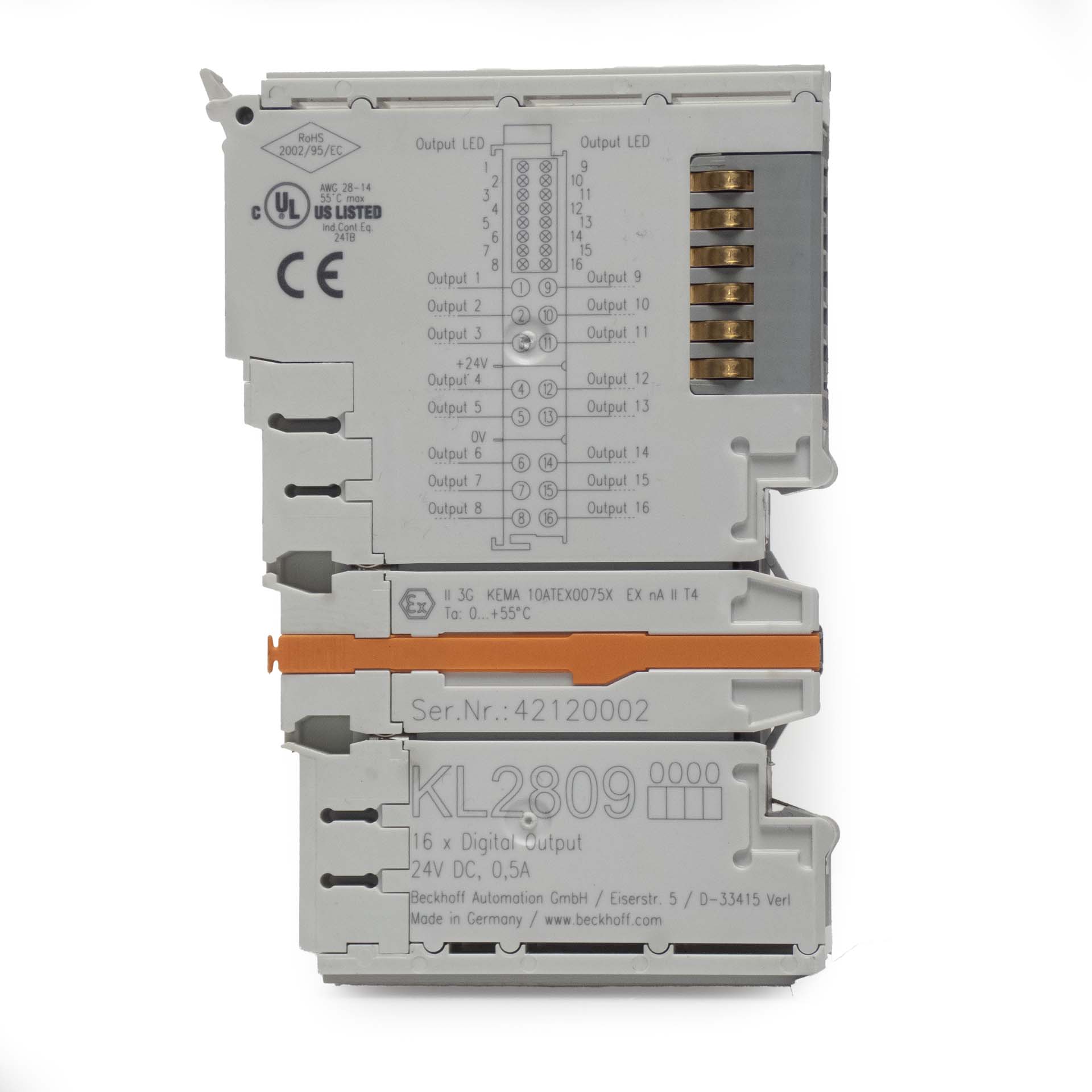 Beckhoff KL2809 16-Channel Digital Output Terminal, 24V DC