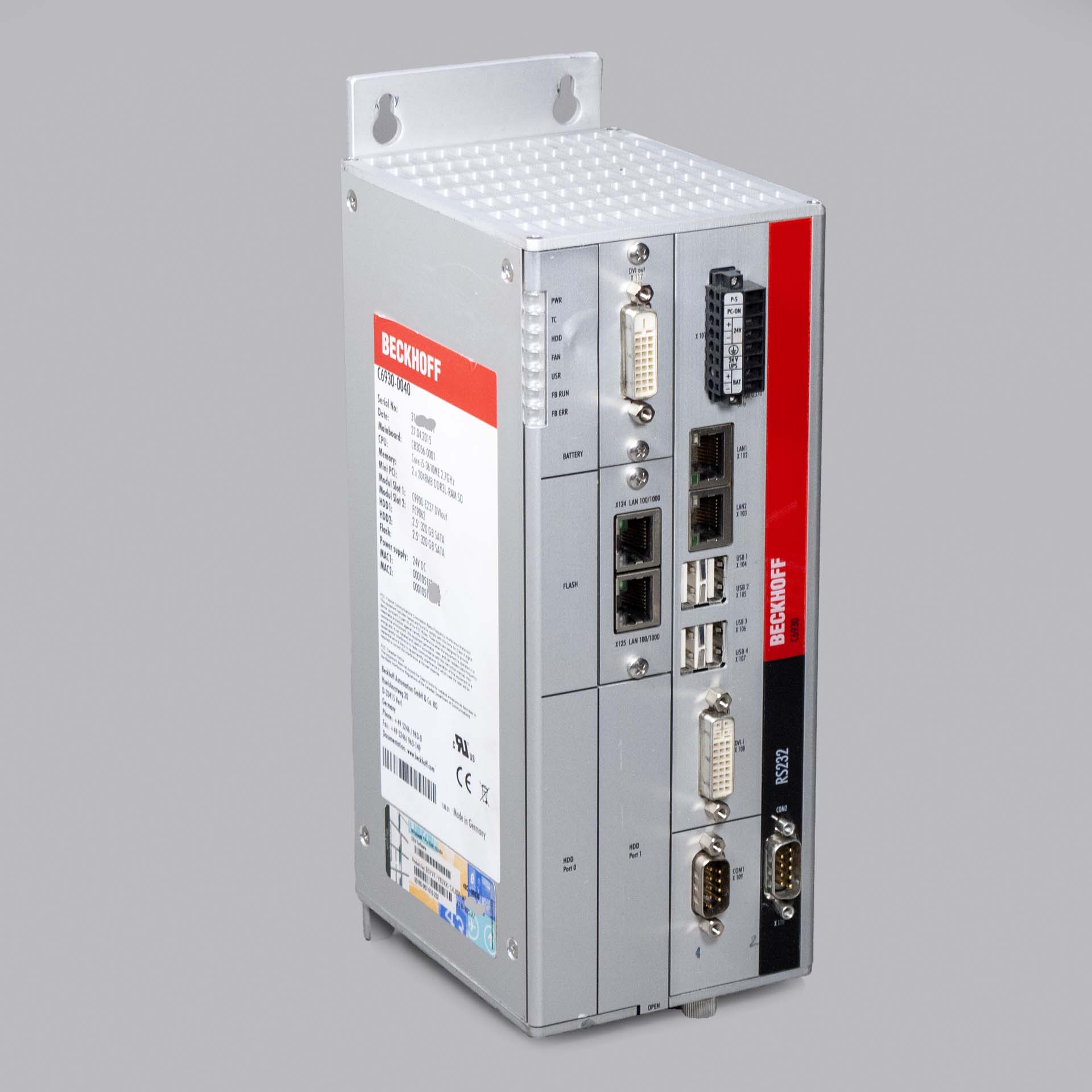 Beckhoff C6930-0040 Core i5-3610ME  2.7Ghz 4GB Ram IPC