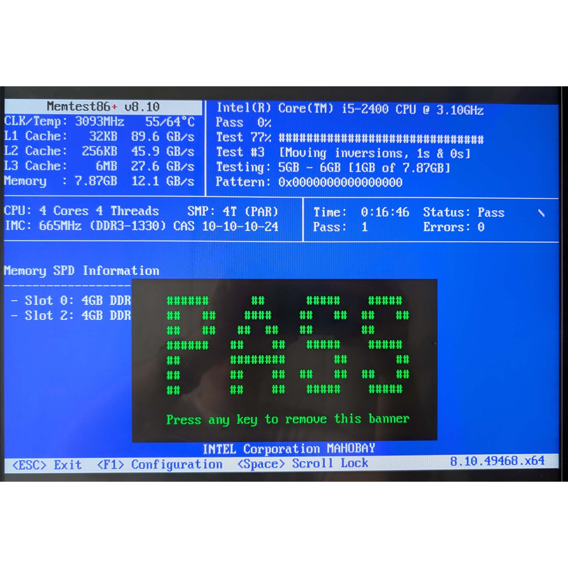 Axiomtek SHB120 Rev. A3-RC PICMG 1.3 CPU Card w/ Intel Core i5-2400 & 8GB RAM
