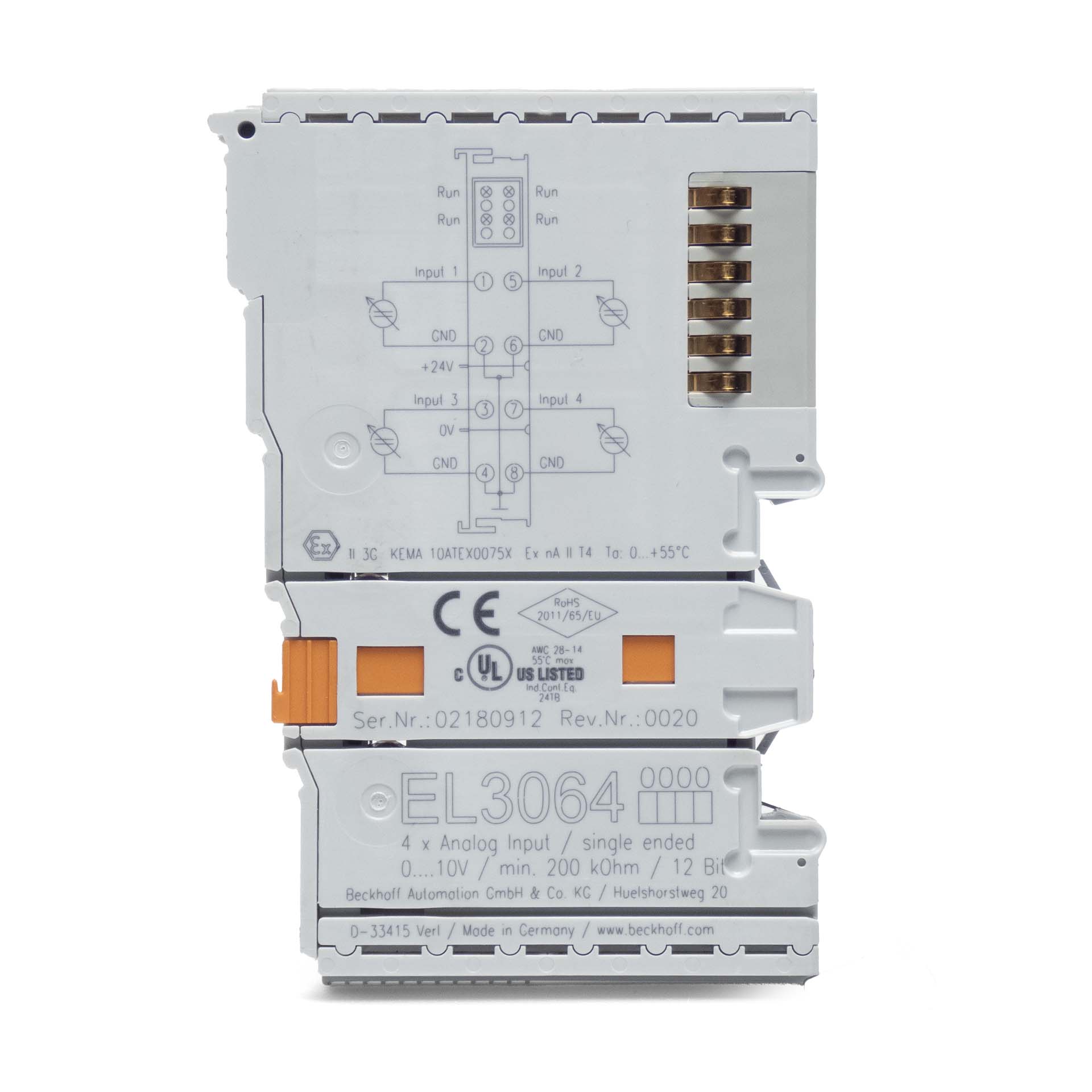 Beckhoff EL3064 Rev. 0020 4-Channel Analog Input EtherCAT Terminal
