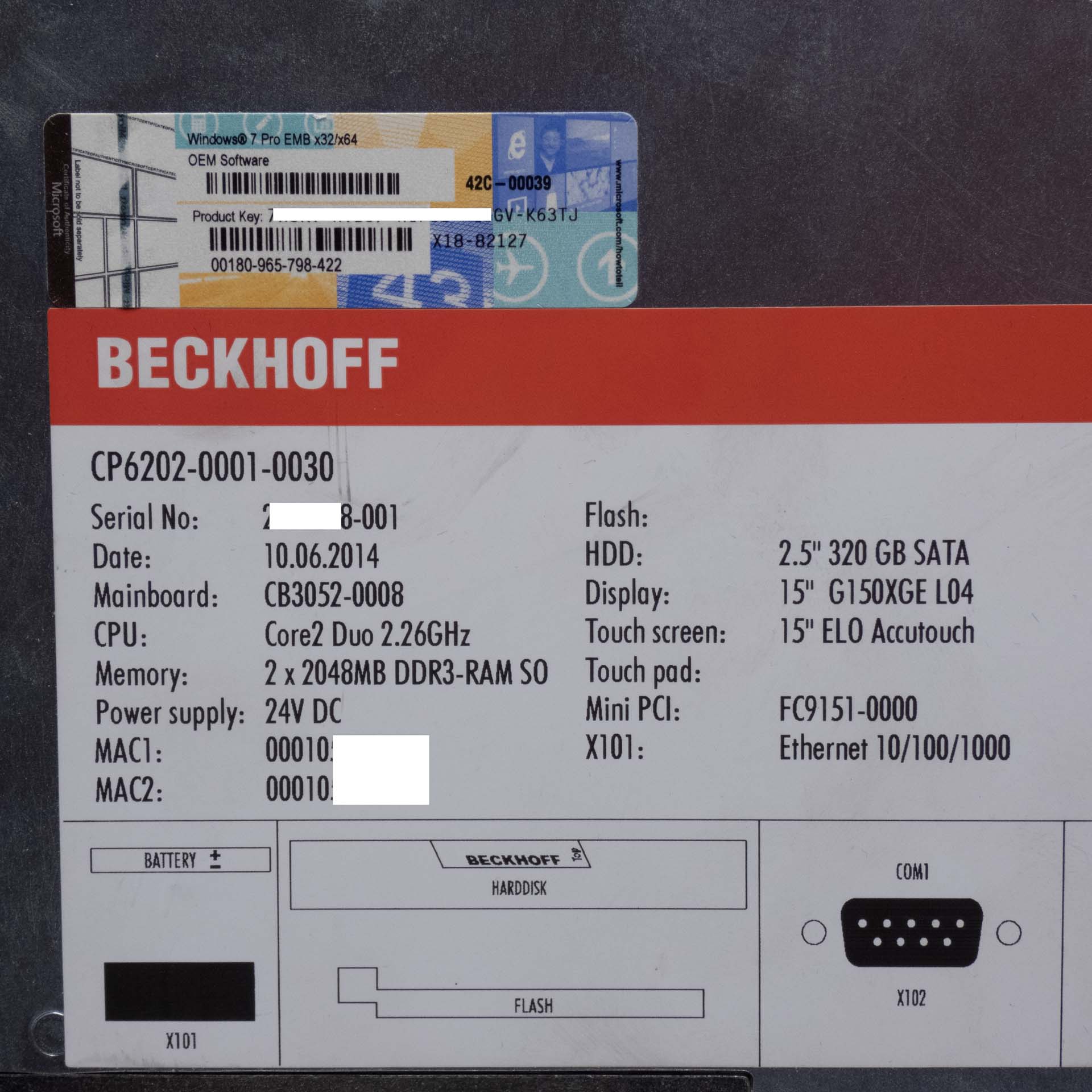 Beckhoff CP6202-0001-0030 Built-in Panel PC