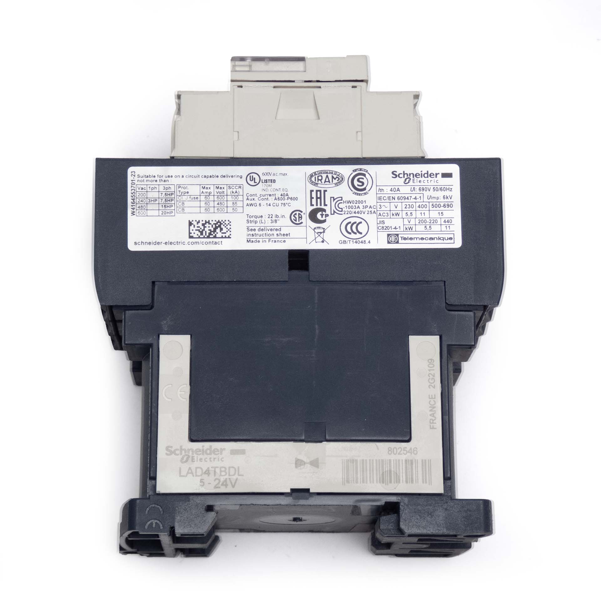Schneider Electric LC1D25BD TeSys D Contactor, 25A, 24V DC Coil