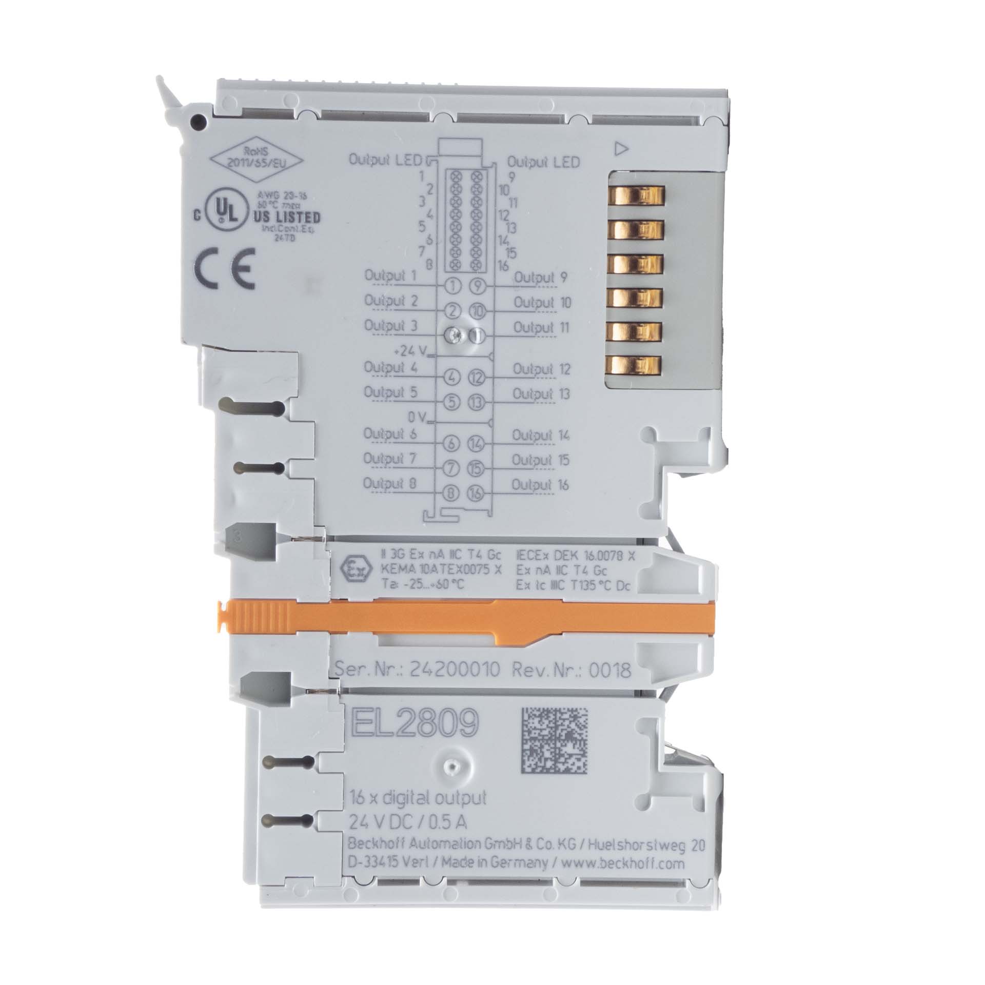 Beckhoff EL2809 Rev. 0018 16-Channel Digital Output EtherCAT Terminal