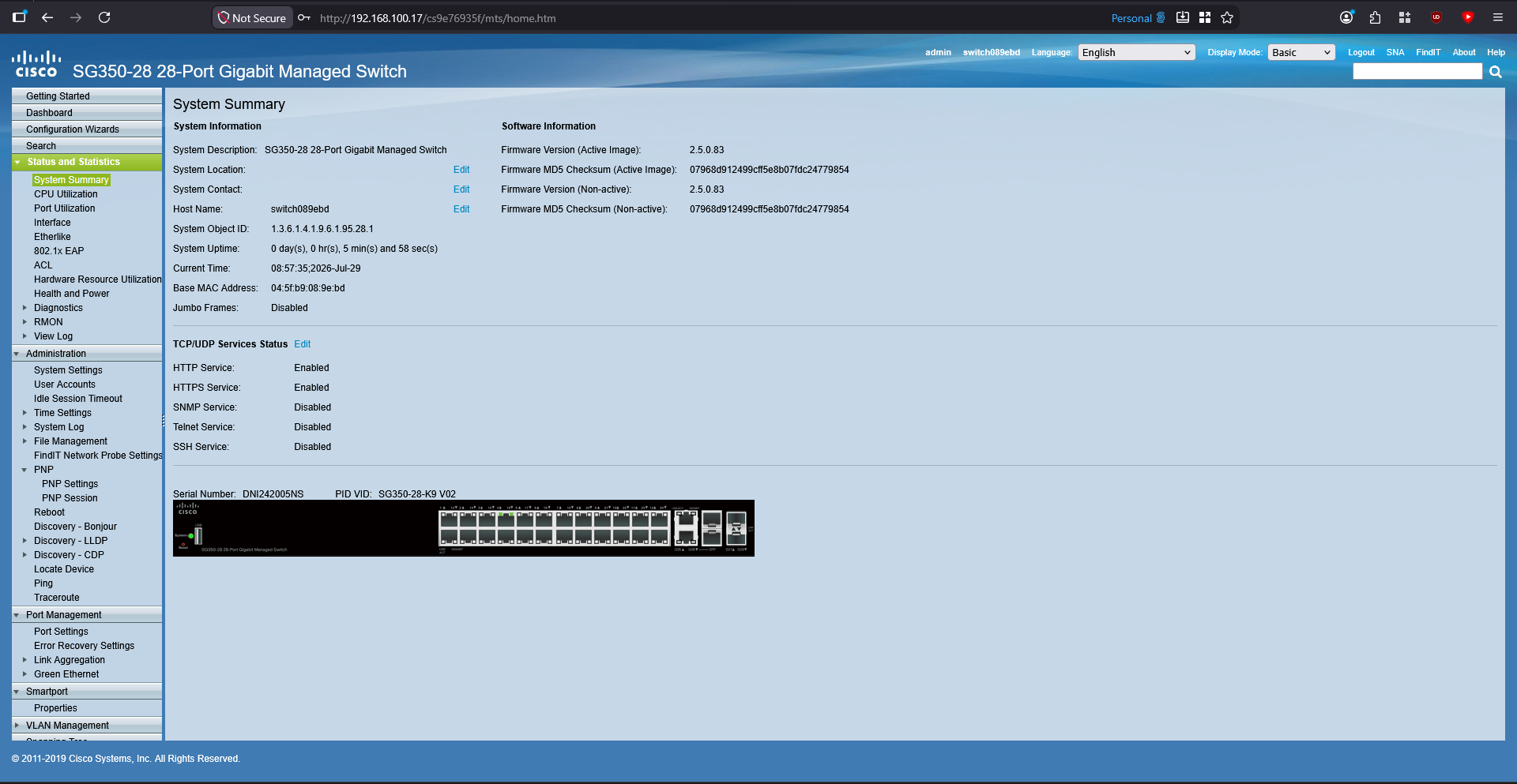 Cisco SG350-28 28-Port Gigabit Managed Switch
