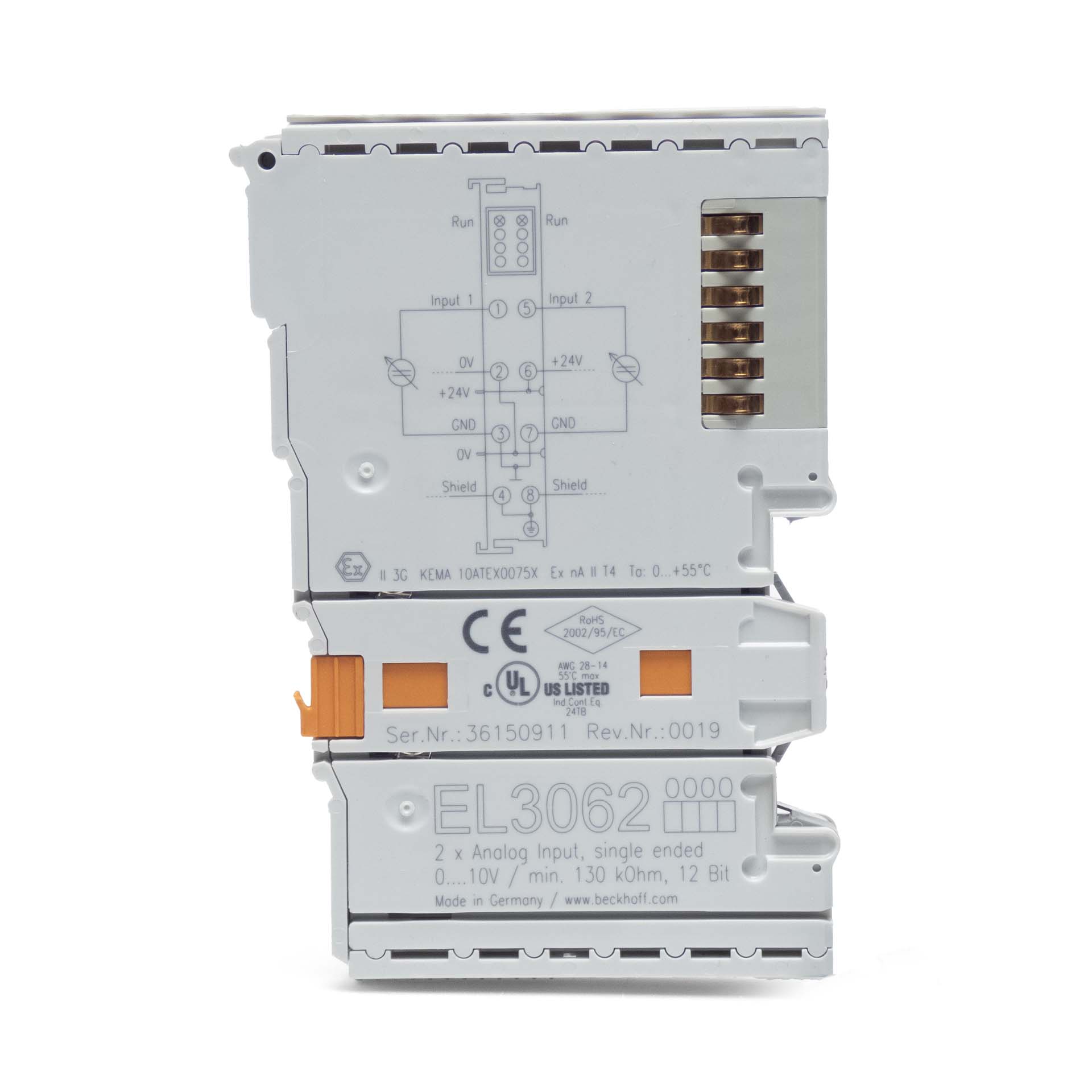 Beckhoff EL3062 Rev. 0019 2-Channel Analog Input EtherCAT Terminal