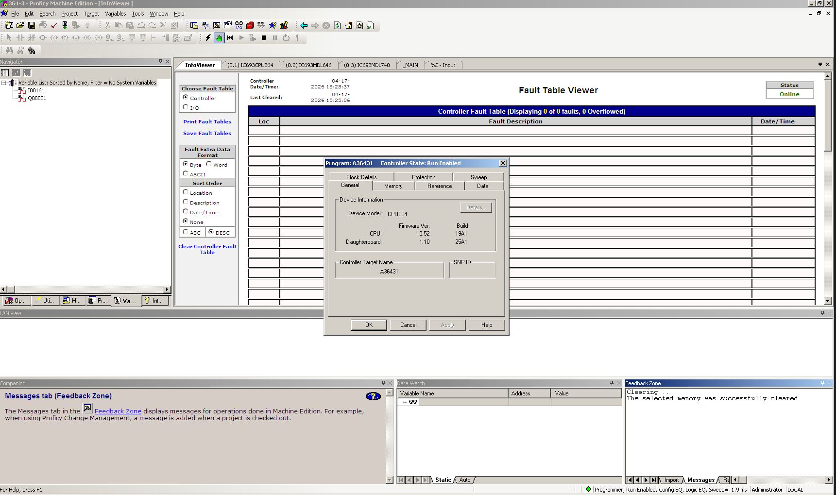GE Fanuc IC693CPU364-CH