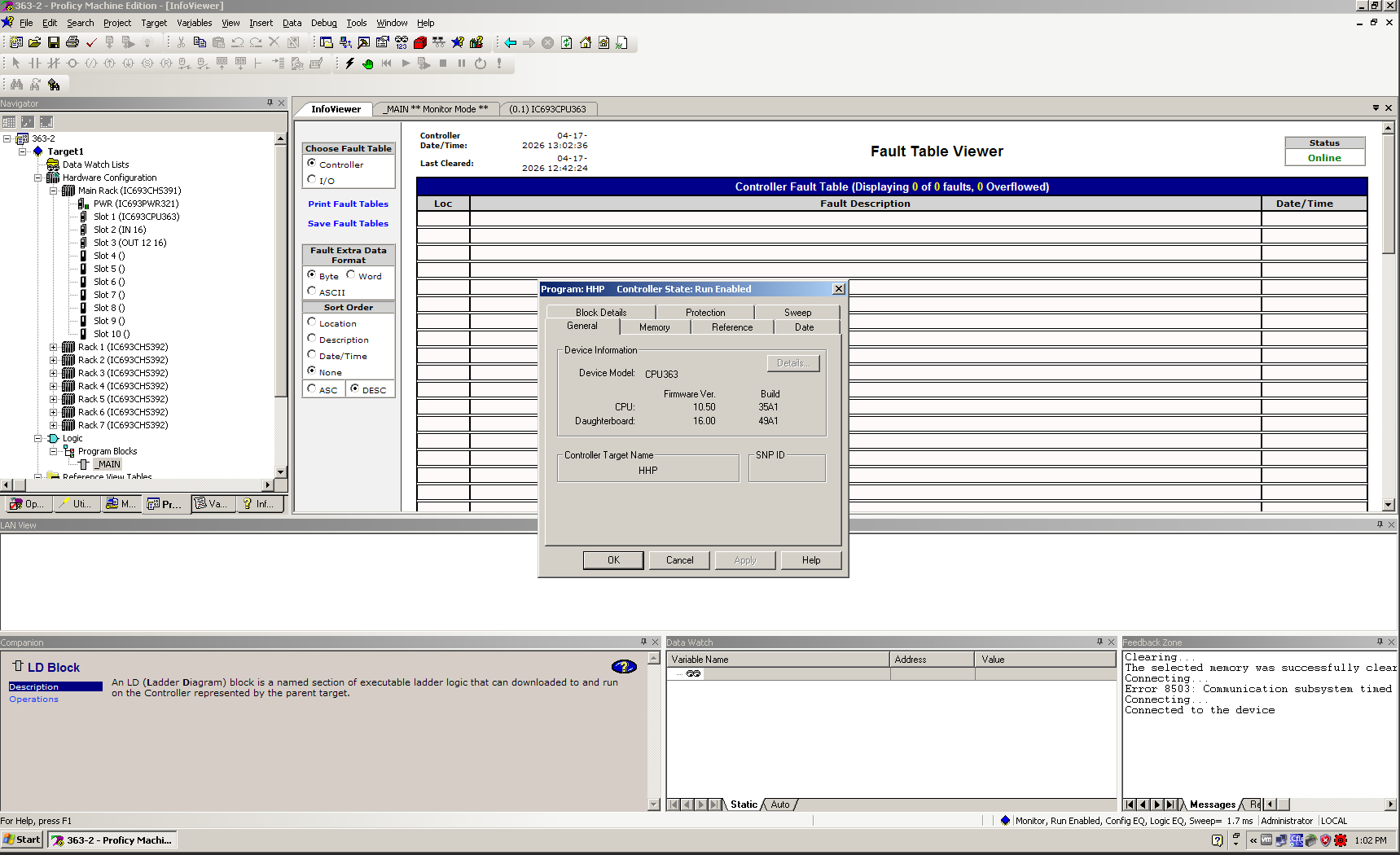 GE Fanuc IC693CPU363-BE